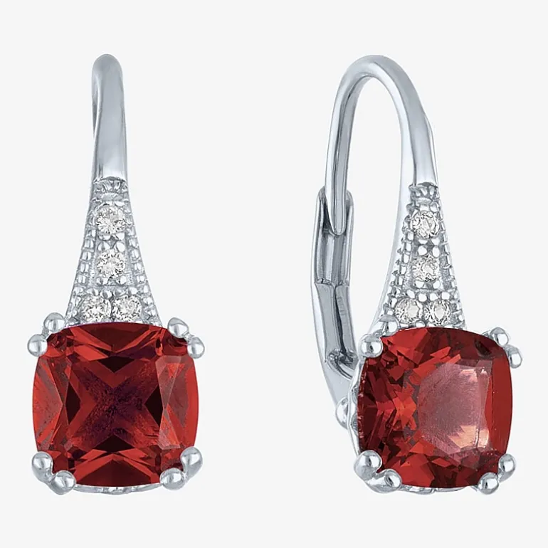 Gemstone Sterling Silver Cushion Drop Earrings