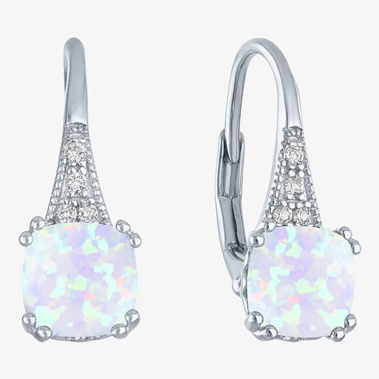 Gemstone Sterling Silver Cushion Drop Earrings