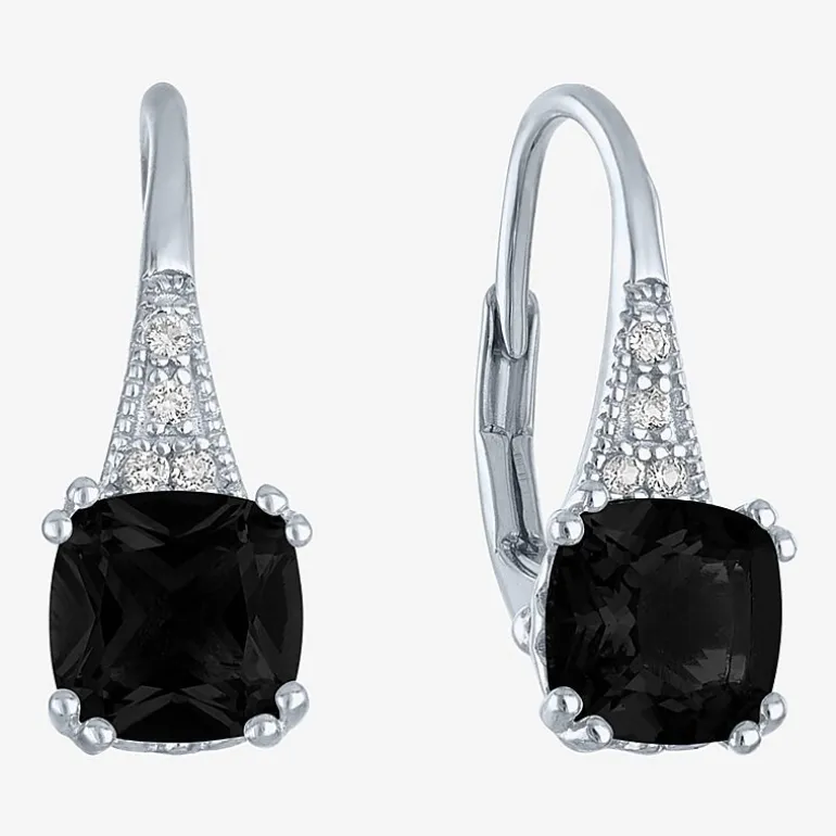 Gemstone Sterling Silver Cushion Drop Earrings