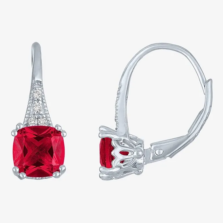 Gemstone Sterling Silver Cushion Drop Earrings