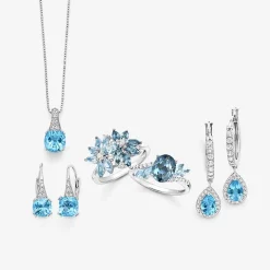 Gemstone Sterling Silver Cushion Drop Earrings