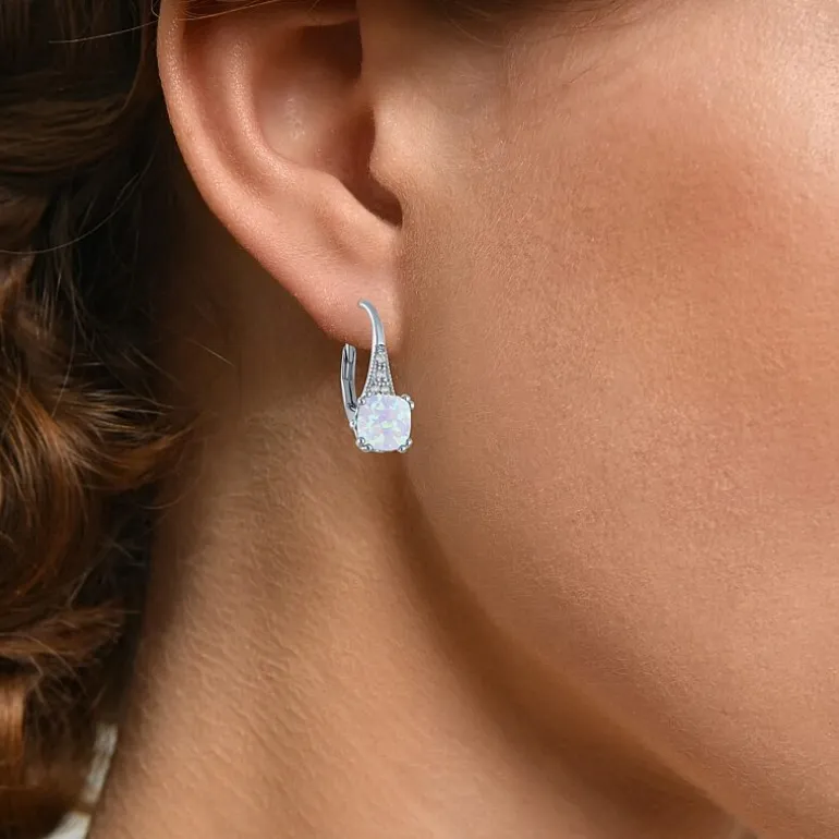 Gemstone Sterling Silver Cushion Drop Earrings