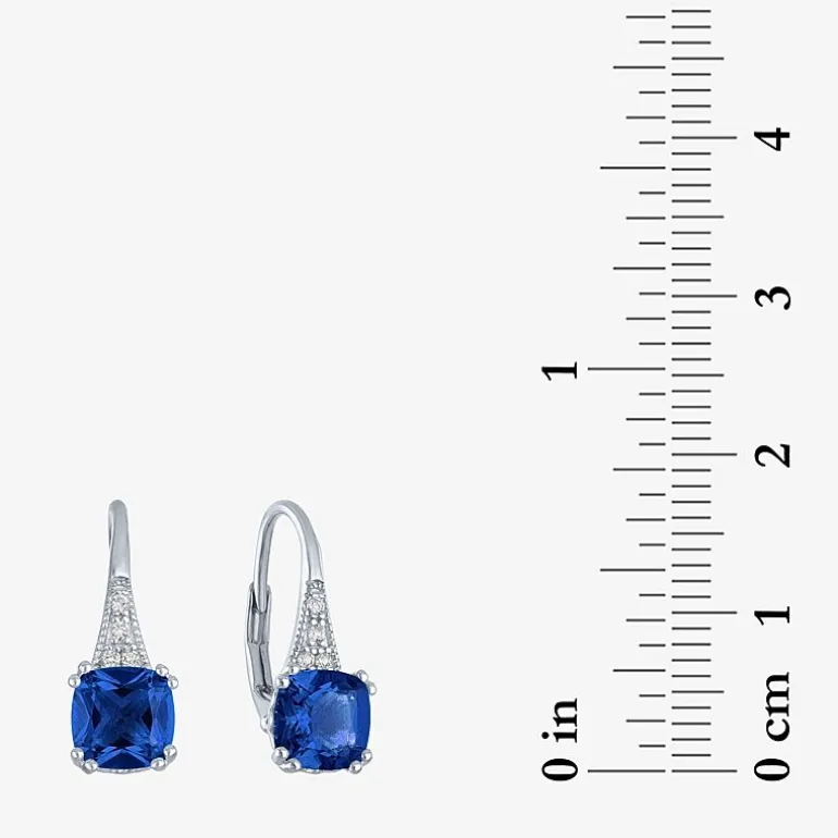 Gemstone Sterling Silver Cushion Drop Earrings