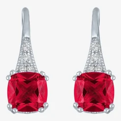 Gemstone Sterling Silver Cushion Drop Earrings