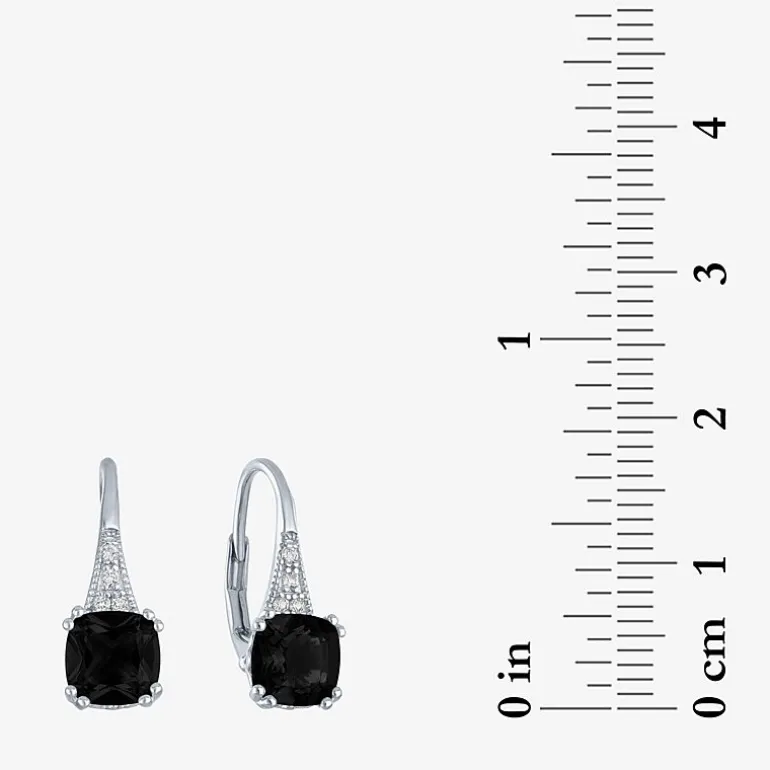 Gemstone Sterling Silver Cushion Drop Earrings