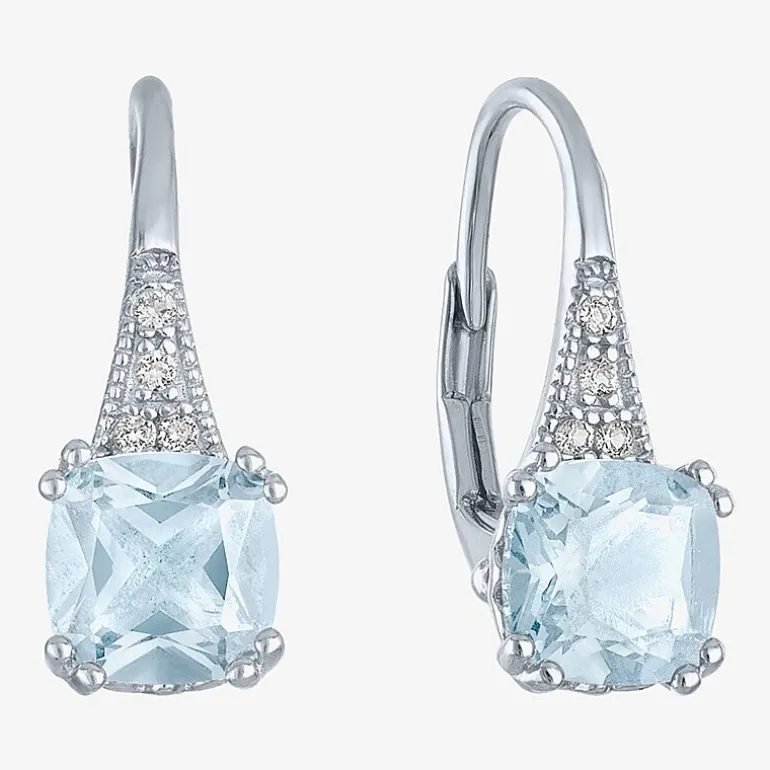 Gemstone Sterling Silver Cushion Drop Earrings