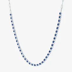 Gemstone Sterling Silver 18 Inch Tennis Necklace