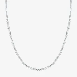 Gemstone Sterling Silver 18 Inch Tennis Necklace