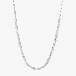 Gemstone Sterling Silver 18 Inch Tennis Necklace