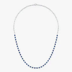 Gemstone Sterling Silver 18 Inch Tennis Necklace