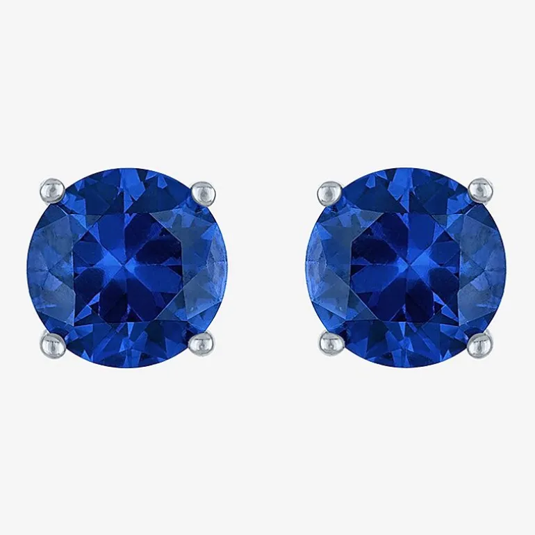 Gemstone Sterling Silver 7mm Stud Earrings
