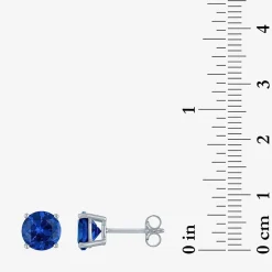 Gemstone Sterling Silver 7mm Stud Earrings