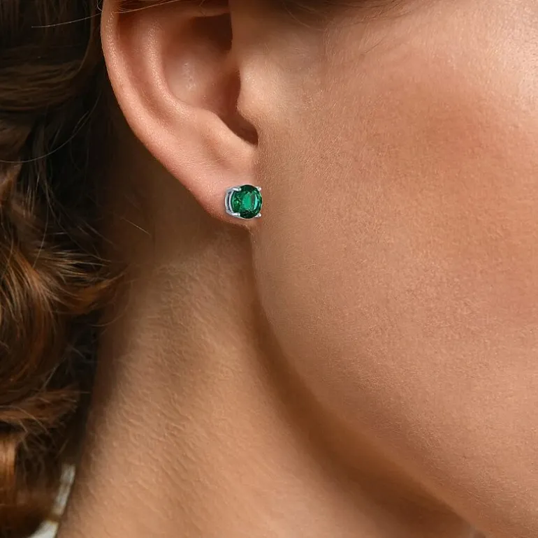 Gemstone Sterling Silver 7mm Stud Earrings