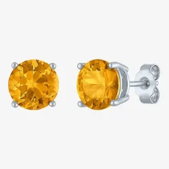Gemstone Sterling Silver 7mm Stud Earrings