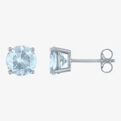 Gemstone Sterling Silver 7mm Stud Earrings