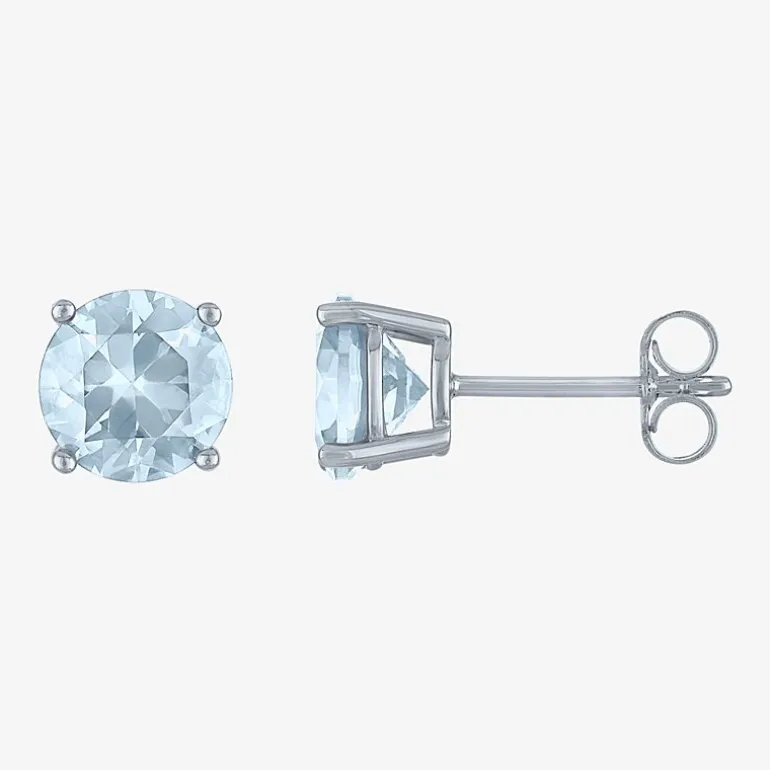 Gemstone Sterling Silver 7mm Stud Earrings