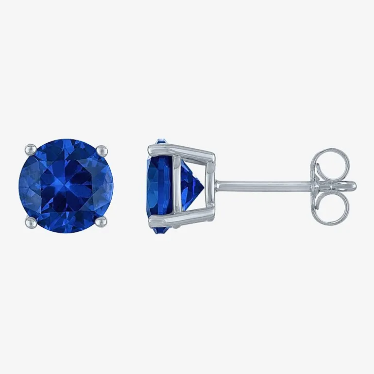 Gemstone Sterling Silver 7mm Stud Earrings