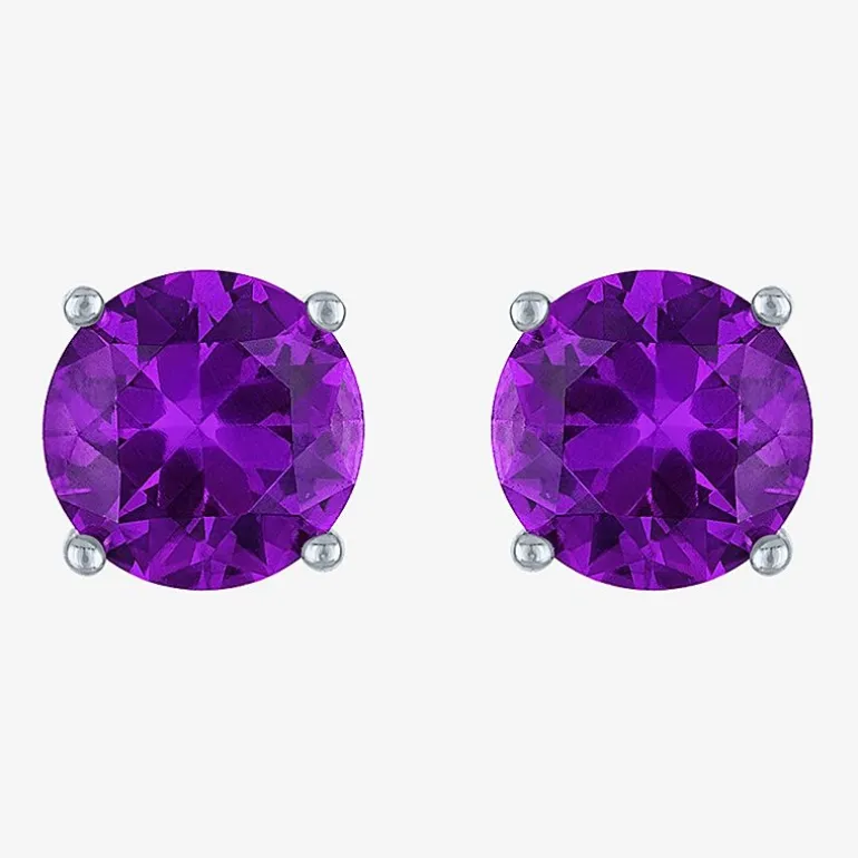 Gemstone Sterling Silver 7mm Stud Earrings