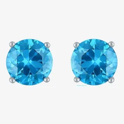 Gemstone Sterling Silver 7mm Stud Earrings