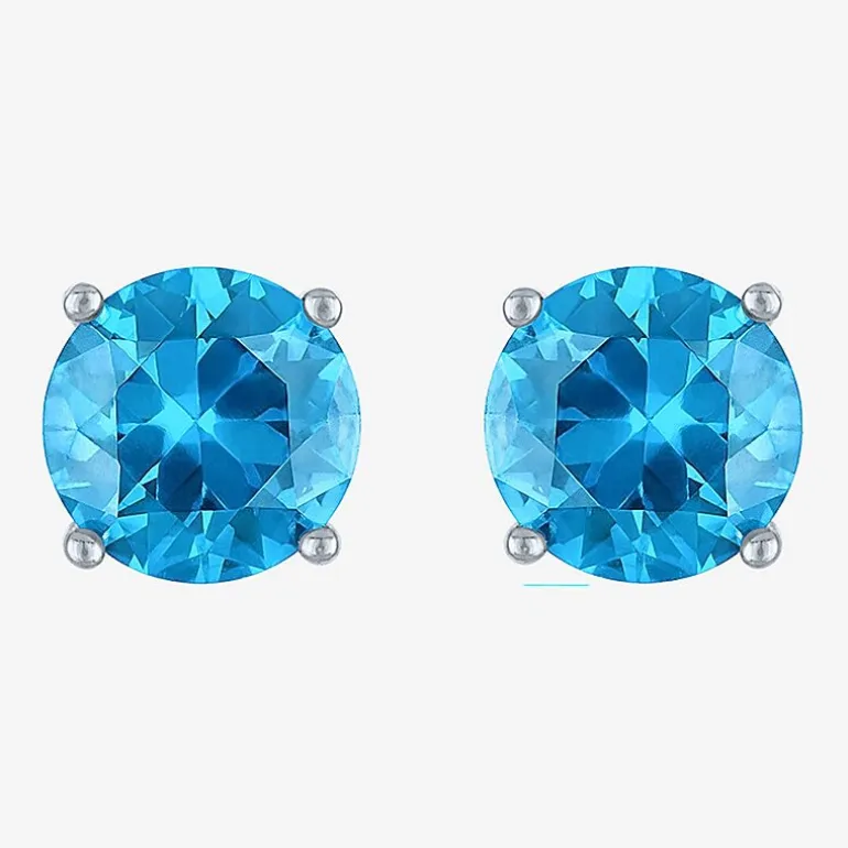 Gemstone Sterling Silver 7mm Stud Earrings