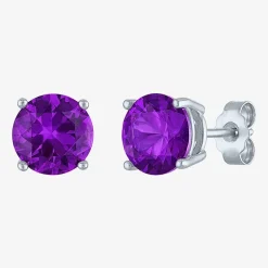 Gemstone Sterling Silver 7mm Stud Earrings