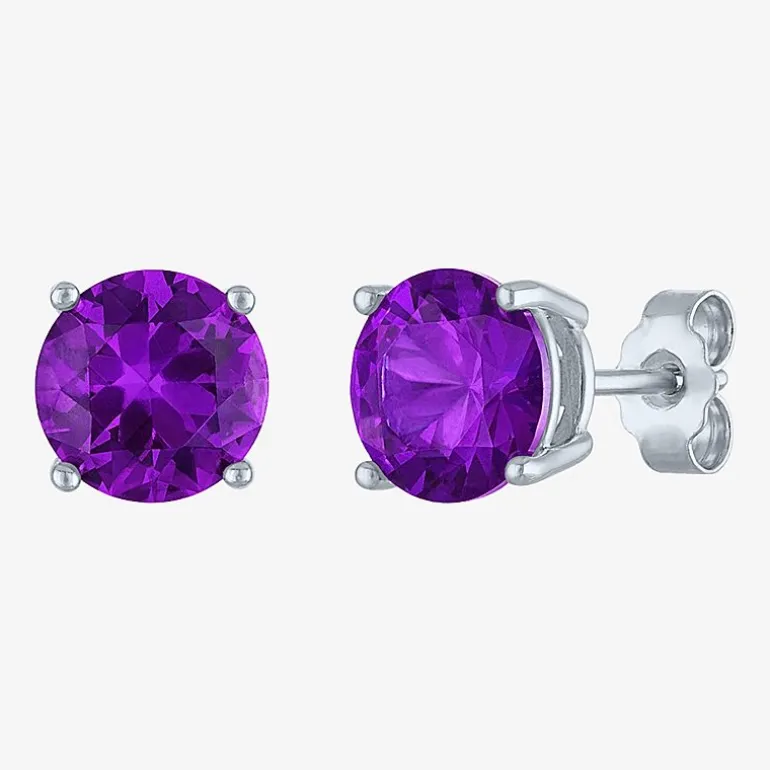 Gemstone Sterling Silver 7mm Stud Earrings