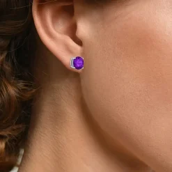 Gemstone Sterling Silver 7mm Stud Earrings