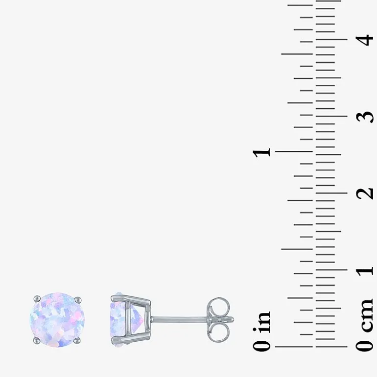 Gemstone Sterling Silver 7mm Stud Earrings