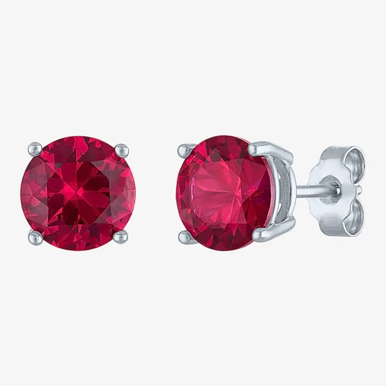 Gemstone Sterling Silver 7mm Stud Earrings