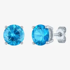 Gemstone Sterling Silver 7mm Stud Earrings