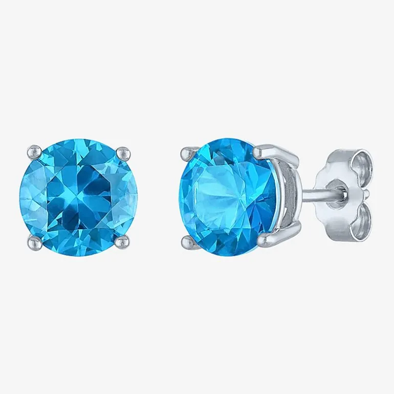 Gemstone Sterling Silver 7mm Stud Earrings