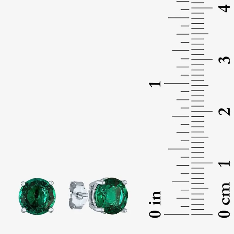 Gemstone Sterling Silver 7mm Stud Earrings