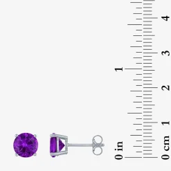 Gemstone Sterling Silver 7mm Stud Earrings