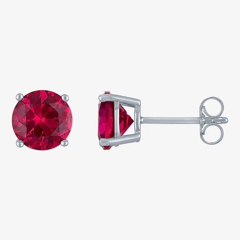 Gemstone Sterling Silver 7mm Stud Earrings