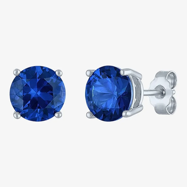 Gemstone Sterling Silver 7mm Stud Earrings