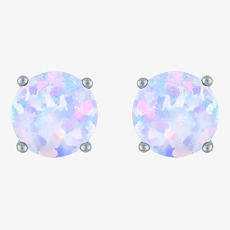 Gemstone Sterling Silver 7mm Stud Earrings