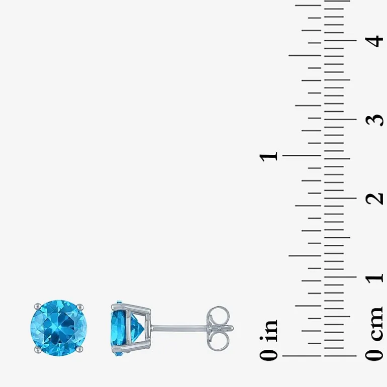 Gemstone Sterling Silver 7mm Stud Earrings