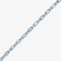 Gemstone Sterling Silver Oval 7.5 Inch Tennis Bracelet