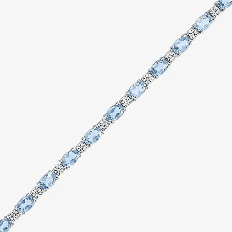 Gemstone Sterling Silver Oval 7.5 Inch Tennis Bracelet