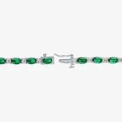 Gemstone Sterling Silver Oval 7.5 Inch Tennis Bracelet