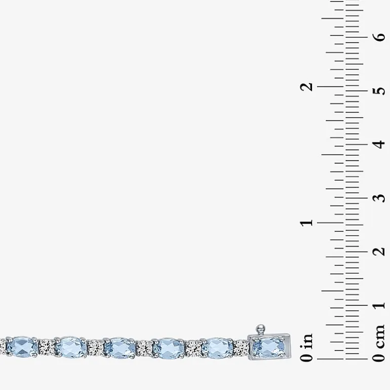 Gemstone Sterling Silver Oval 7.5 Inch Tennis Bracelet