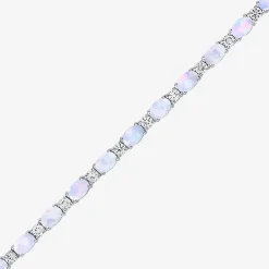 Gemstone Sterling Silver Oval 7.5 Inch Tennis Bracelet