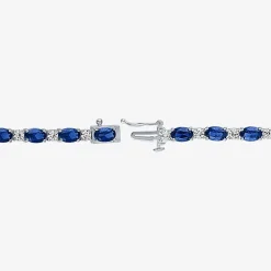 Gemstone Sterling Silver Oval 7.5 Inch Tennis Bracelet