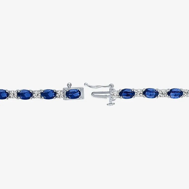 Gemstone Sterling Silver Oval 7.5 Inch Tennis Bracelet