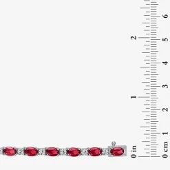 Gemstone Sterling Silver Oval 7.5 Inch Tennis Bracelet