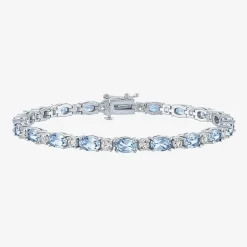 Gemstone Sterling Silver Oval 7.5 Inch Tennis Bracelet