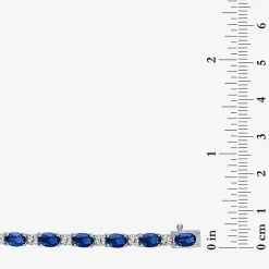 Gemstone Sterling Silver Oval 7.5 Inch Tennis Bracelet