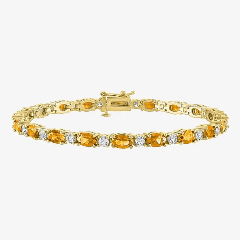 Gemstone Sterling Silver Oval 7.5 Inch Tennis Bracelet
