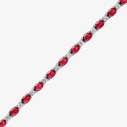 Gemstone Sterling Silver Oval 7.5 Inch Tennis Bracelet