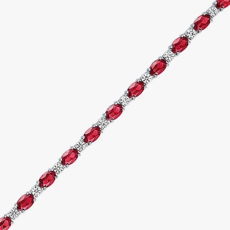 Gemstone Sterling Silver Oval 7.5 Inch Tennis Bracelet